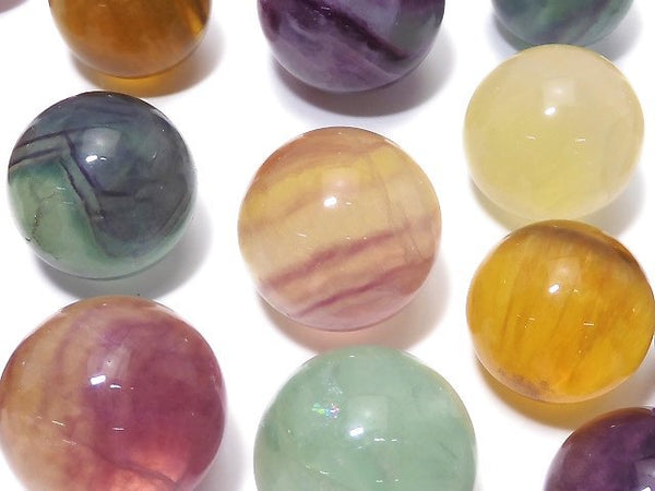 [Video][One of a kind] Multicolor Fluorite AAA- Sphere, Round 28.5-39mm 48pcs Set