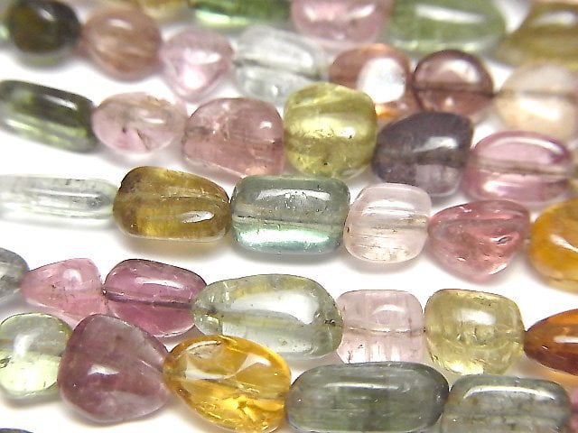 [Video]High Quality Multicolor Tourmaline AA++ Nugget 1strand beads (aprx.7inch/18cm)