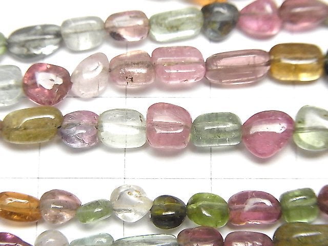 [Video]High Quality Multicolor Tourmaline AA++ Nugget 1strand beads (aprx.7inch/18cm)