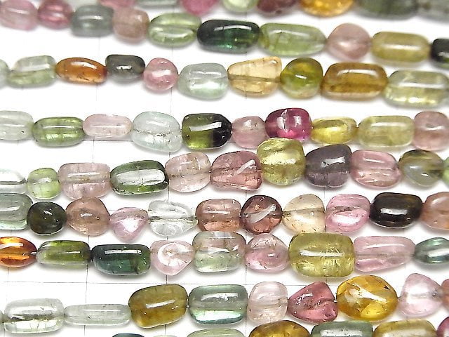 [Video]High Quality Multicolor Tourmaline AA++ Nugget 1strand beads (aprx.7inch/18cm)