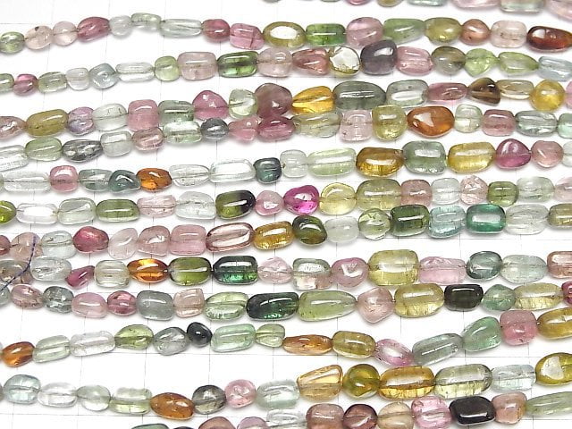 [Video]High Quality Multicolor Tourmaline AA++ Nugget 1strand beads (aprx.7inch/18cm)