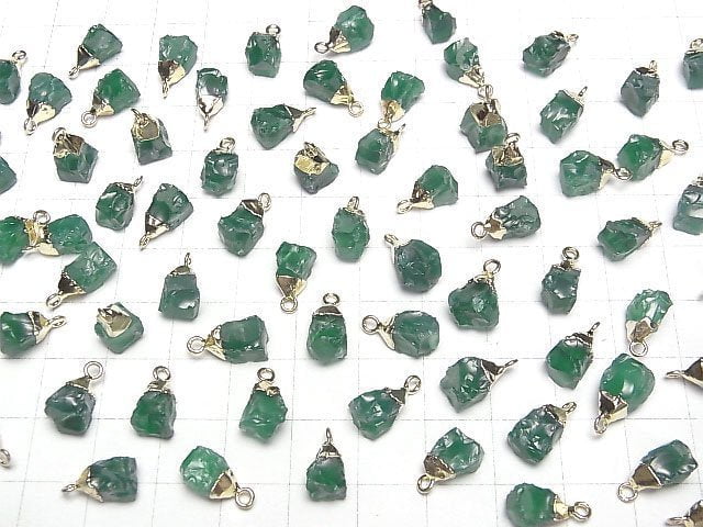 [Video] Green Onyx Rough Rock Charm Gold color 2pcs