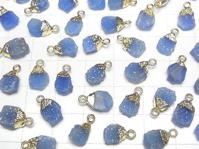 [Video]Druzy Agate Rough Rock Charm Blue 2pcs