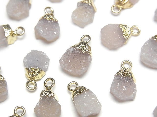 [Video]Druzy Agate Rough Rock Charm Pink 2pcs