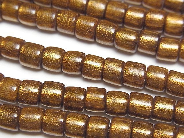 [Video] Golden Coral Tube 6x5x5mm 1strand beads (aprx.16inch/40cm)