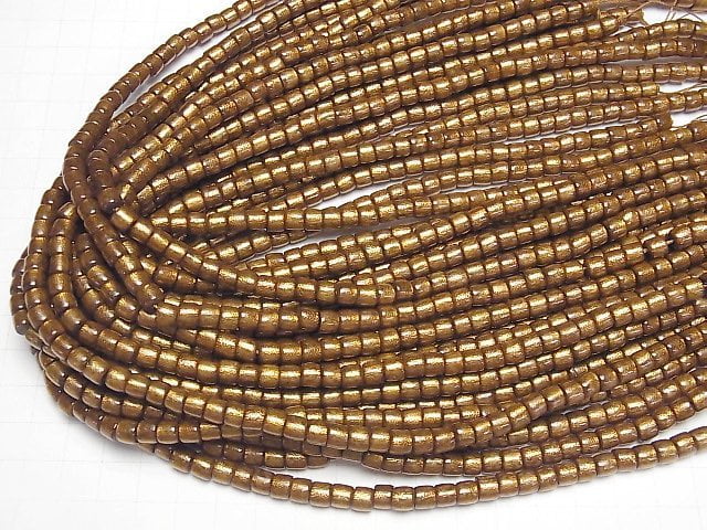 [Video] Golden Coral Tube 6x5x5mm 1strand beads (aprx.16inch/40cm)