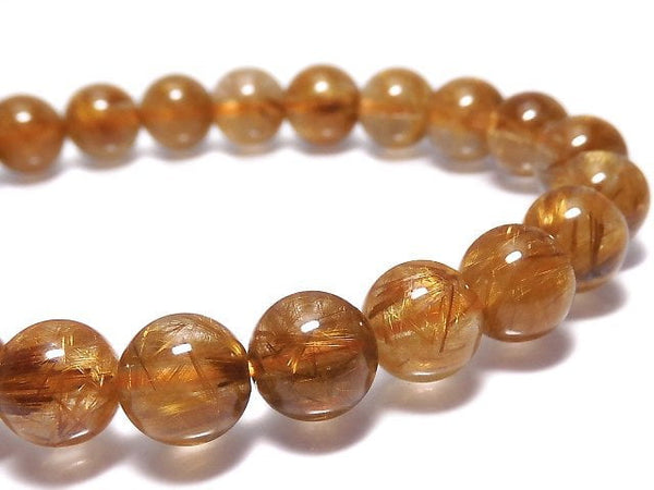 [Video][One of a kind] Copper Rutilated Quartz AAA Round 7.5mm Bracelet NO.202