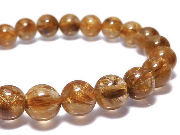 [Video][One of a kind] Copper Rutilated Quartz AAA Round 8mm Bracelet NO.203