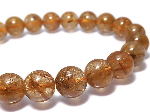 [Video][One of a kind] Copper Rutilated Quartz AAA Round 8.5mm Bracelet NO.205