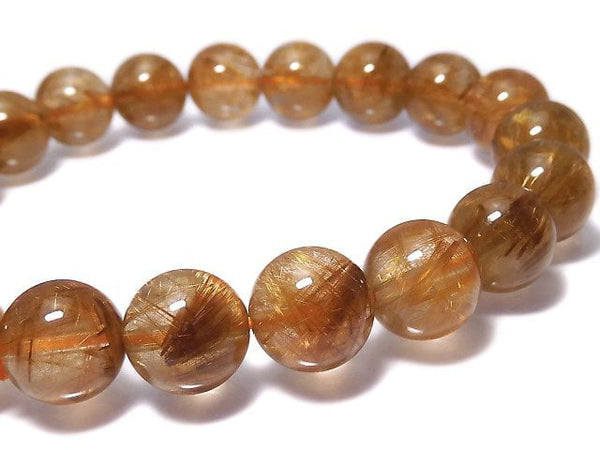 [Video][One of a kind] Copper Rutilated Quartz AAA Round 10mm Bracelet NO.207