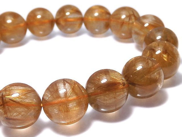 [Video][One of a kind] Copper Rutilated Quartz AAA Round 12.5mm Bracelet NO.210