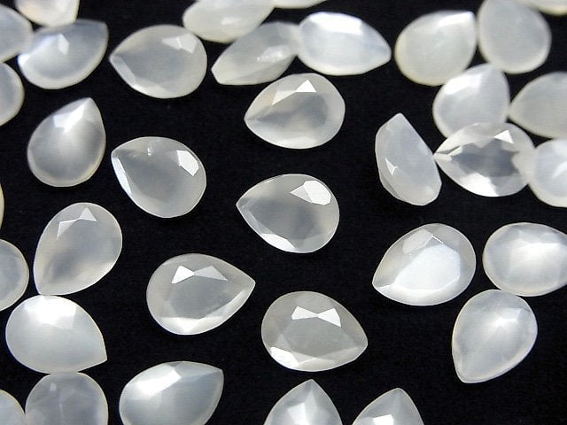 [Video]High Quality White Moonstone AAA- Loose stone Pear shape Faceted 8x6mm 5pcs