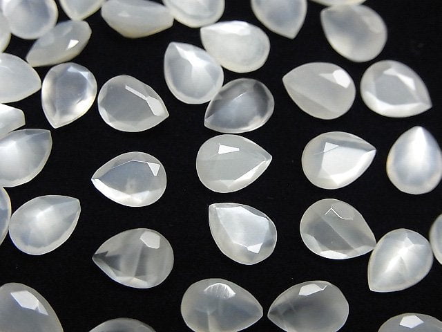 [Video]High Quality White Moonstone AAA- Loose stone Pear shape Faceted 8x6mm 5pcs