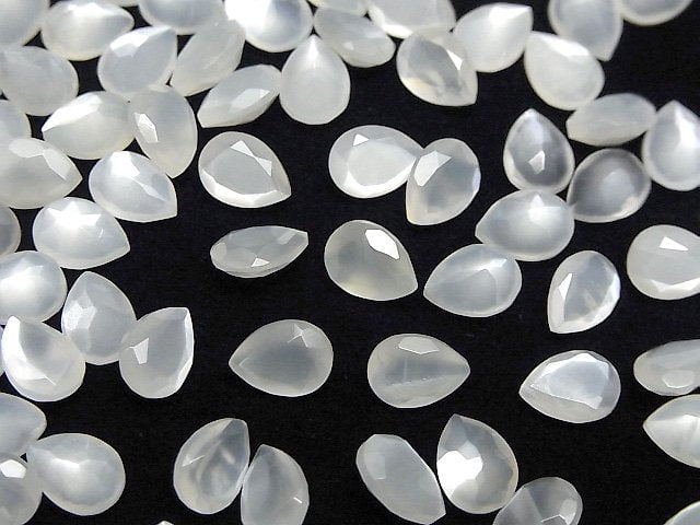 [Video]High Quality White Moonstone AAA- Loose stone Pear shape Faceted 8x6mm 5pcs