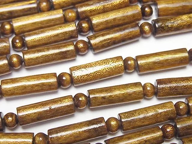 [Video] Golden Coral Roundel & Tube 1strand beads (aprx.15inch/38cm)