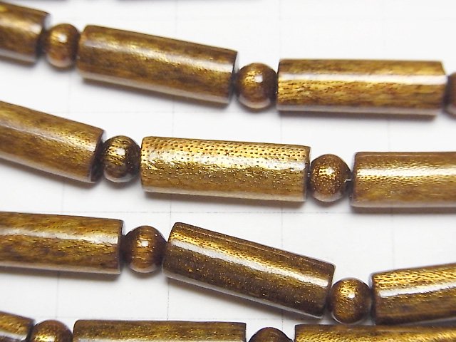 [Video] Golden Coral Roundel & Tube 1strand beads (aprx.15inch/38cm)