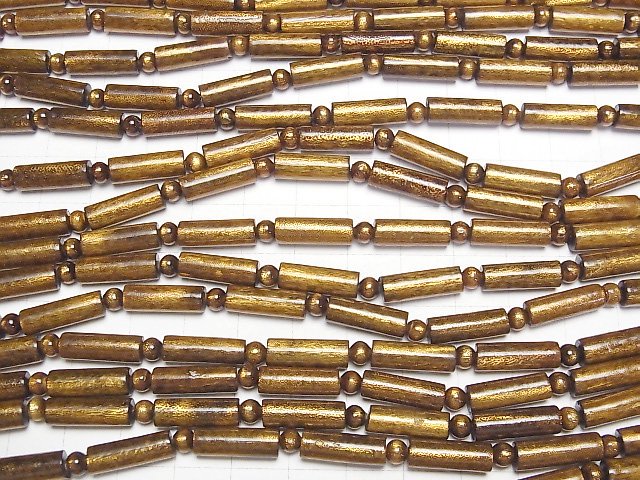 [Video] Golden Coral Roundel & Tube 1strand beads (aprx.15inch/38cm)