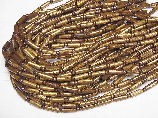 [Video] Golden Coral Roundel & Tube 1strand beads (aprx.15inch/38cm)