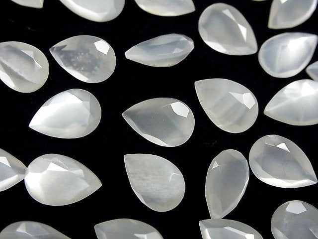 [Video]High Quality White Moonstone AAA- Loose stone Pear shape Faceted 12x8mm 3pcs