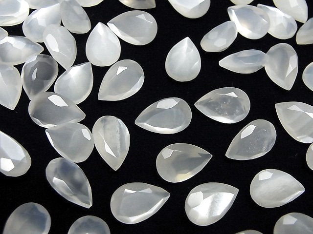 [Video]High Quality White Moonstone AAA- Loose stone Pear shape Faceted 12x8mm 3pcs