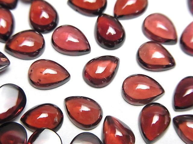 [Video]High Quality Mozambique Garnet AAA Pear shape Cabochon 8x6mm 3pcs