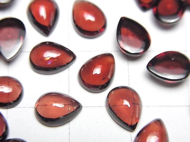 [Video]High Quality Mozambique Garnet AAA Pear shape Cabochon 8x6mm 3pcs