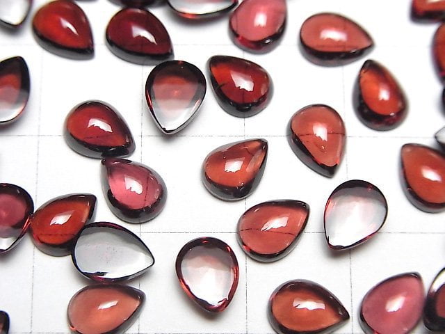 [Video]High Quality Mozambique Garnet AAA Pear shape Cabochon 8x6mm 3pcs