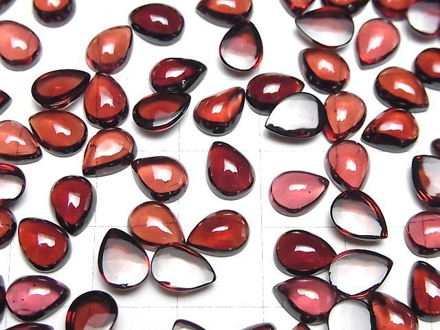 [Video]High Quality Mozambique Garnet AAA Pear shape Cabochon 8x6mm 3pcs