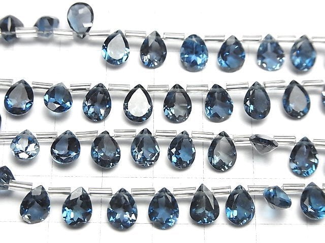 [Video]High Quality London Blue Topaz AAA Pear shape Faceted 8x6mm 1/4 or 1strand (16pcs)