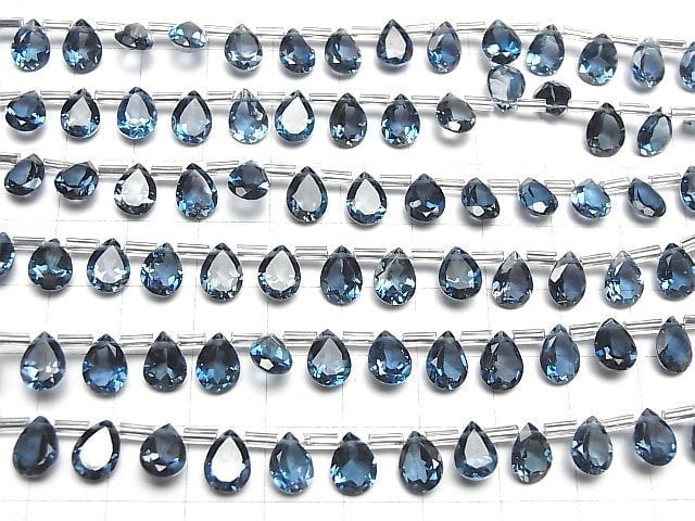 [Video]High Quality London Blue Topaz AAA Pear shape Faceted 8x6mm 1/4 or 1strand (16pcs)