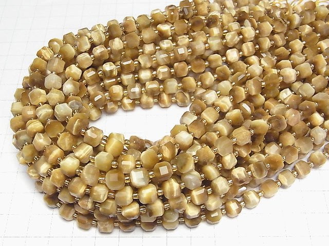 [Video]High Quality! Golden Tiger's Eye AA++ Cube Shape 7x7x7mm half or 1strand beads (aprx.15inch/36cm)