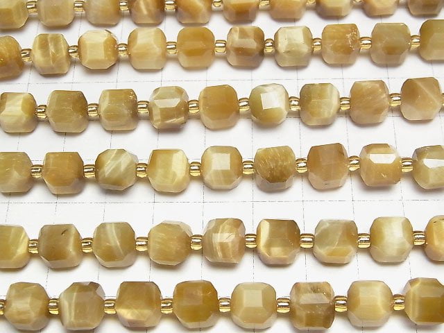 [Video]High Quality! Golden Tiger's Eye AA++ Cube Shape 8x8x8mm half or 1strand beads (aprx.15inch/36cm)