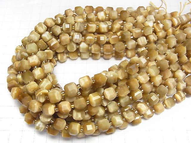 [Video]High Quality! Golden Tiger's Eye AA++ Cube Shape 8x8x8mm half or 1strand beads (aprx.15inch/36cm)