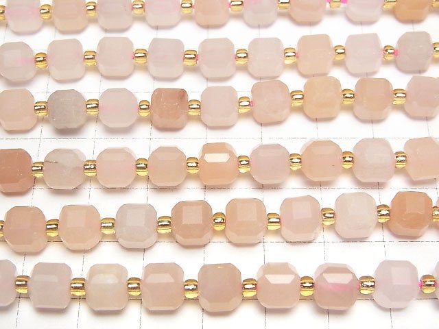 [Video]High Quality! Pink Orange Aventurine Cube Shape 7x7x7mm 1strand beads (aprx.15inch/36cm)