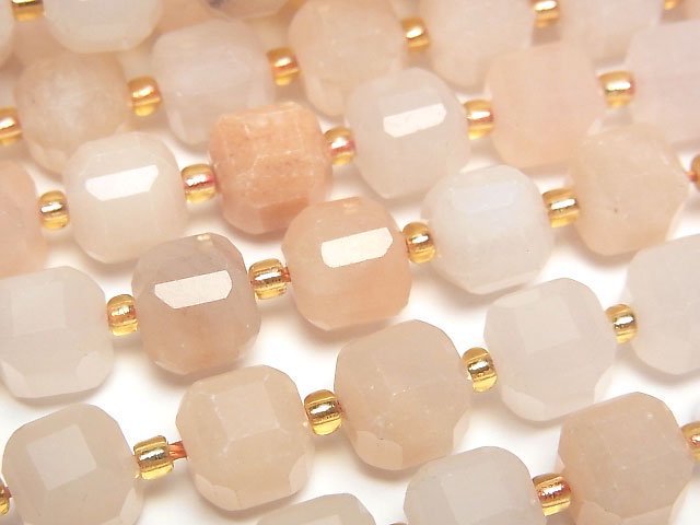 [Video]High Quality! Pink Orange Aventurine Cube Shape 9x9x9mm 1strand beads (aprx.15inch/36cm)