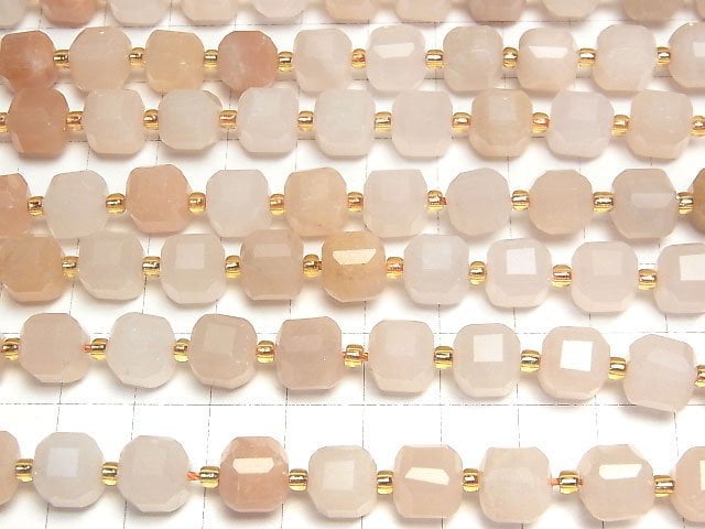 [Video]High Quality! Pink Orange Aventurine Cube Shape 9x9x9mm 1strand beads (aprx.15inch/36cm)