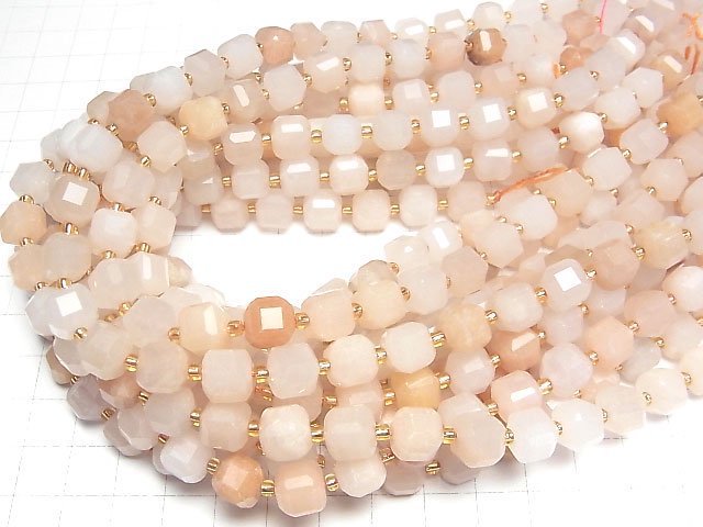 [Video]High Quality! Pink Orange Aventurine Cube Shape 9x9x9mm 1strand beads (aprx.15inch/36cm)