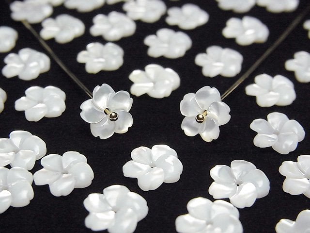 [Video] High Quality White Shell (Silver-lip Oyster) AAA Flower 8mm Center Hole 4pcs