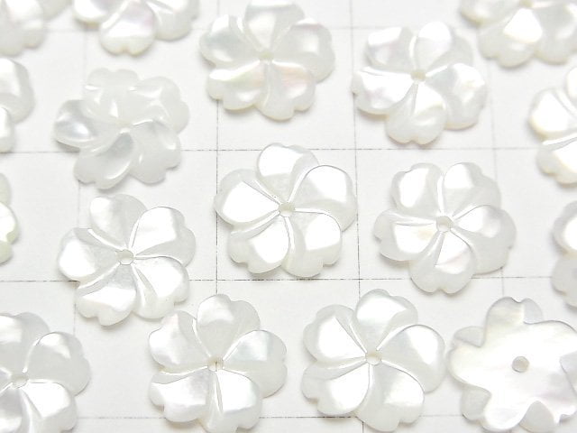 [Video] High Quality White Shell (Silver-lip Oyster) AAA Flower 10mm Center Hole 4pcs