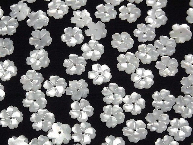 [Video] High Quality White Shell (Silver-lip Oyster) AAA Flower 10mm Center Hole 4pcs