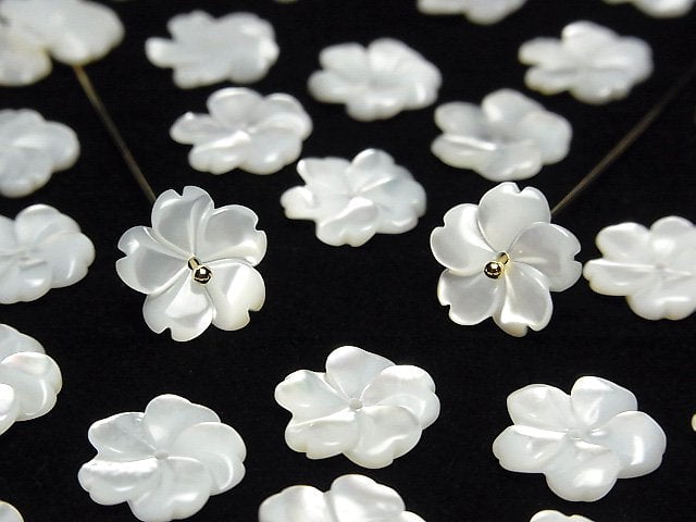 [Video] High Quality White Shell (Silver-lip Oyster) AAA Flower 12mm Center Hole 3pcs