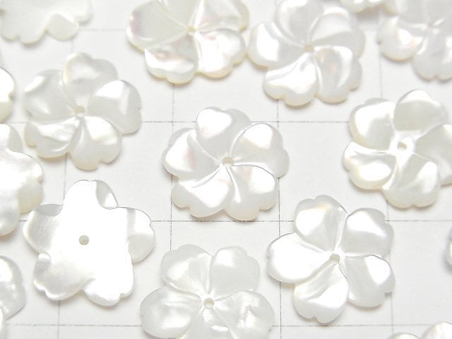 [Video] High Quality White Shell (Silver-lip Oyster) AAA Flower 12mm Center Hole 3pcs