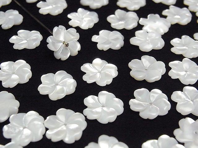 [Video] High Quality White Shell (Silver-lip Oyster) AAA Flower 12mm Center Hole 3pcs