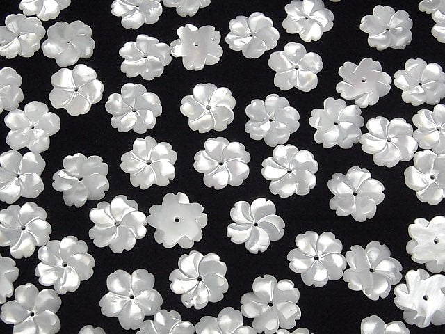 [Video] High Quality White Shell (Silver-lip Oyster) AAA Flower 12mm Center Hole 3pcs