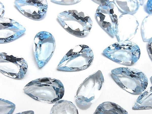 [Video]High Quality Sky Blue Topaz AAA- Loose stone Pear shape Faceted 12x8mm 2pcs