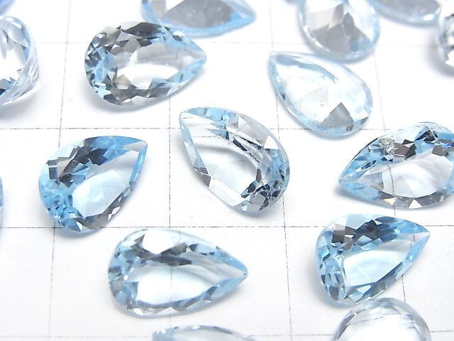 [Video]High Quality Sky Blue Topaz AAA- Loose stone Pear shape Faceted 12x8mm 2pcs