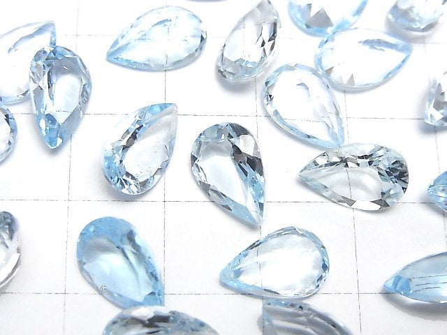 [Video]High Quality Sky Blue Topaz AAA- Loose stone Pear shape Faceted 12x8mm 2pcs