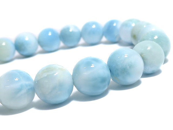 [Video][One of a kind] Larimar Pectolite AA+ Round 8mm Bracelet NO.5