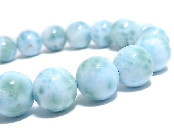 [Video][One of a kind] Larimar Pectolite AA++ Round 10mm Bracelet NO.6