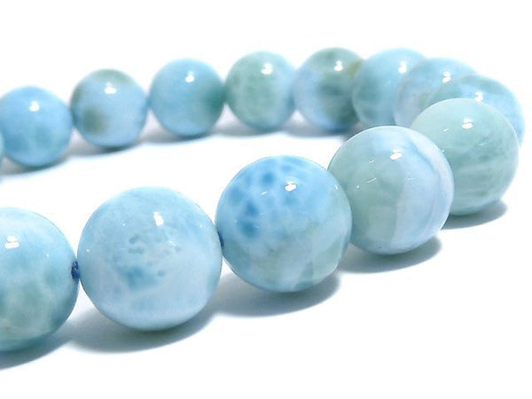 [Video][One of a kind] Larimar Pectolite AA++ Round 10mm Bracelet NO.7